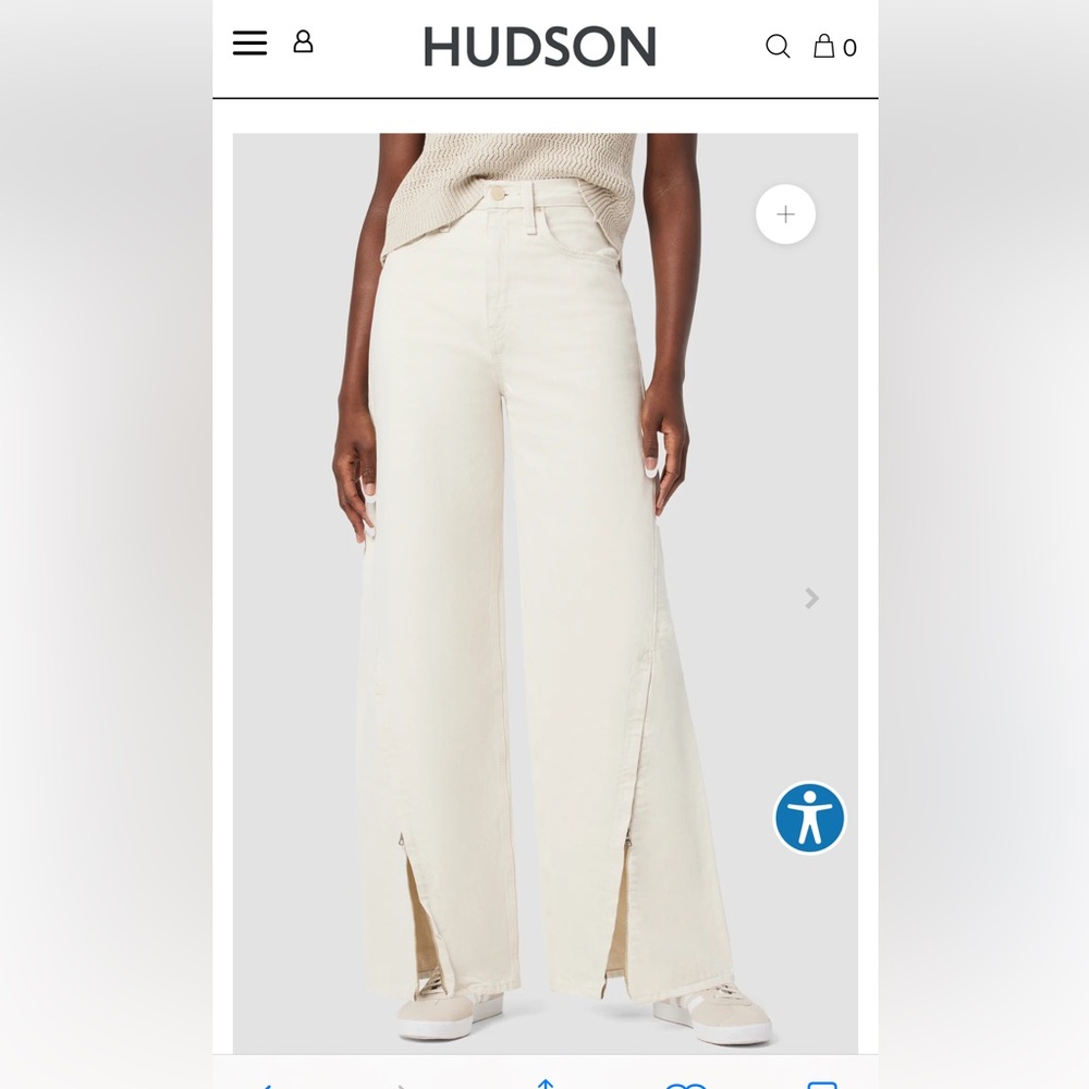 Hudson Jeans Cream Wide Leg Flare Denim